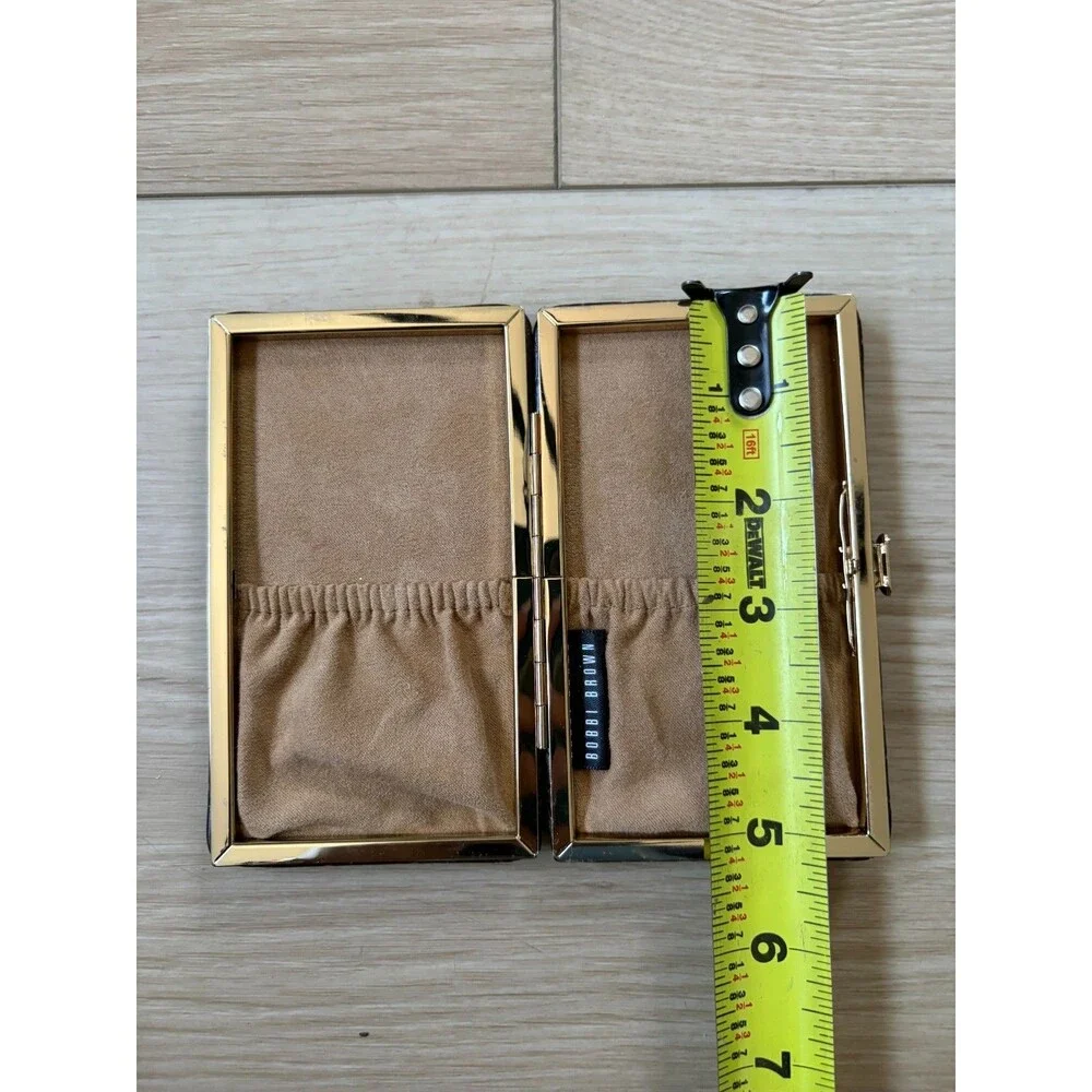 Bobbi Brown Brown Faux Croc Makeup Case Clutch Gold Frame Cosmetic Travel Bag